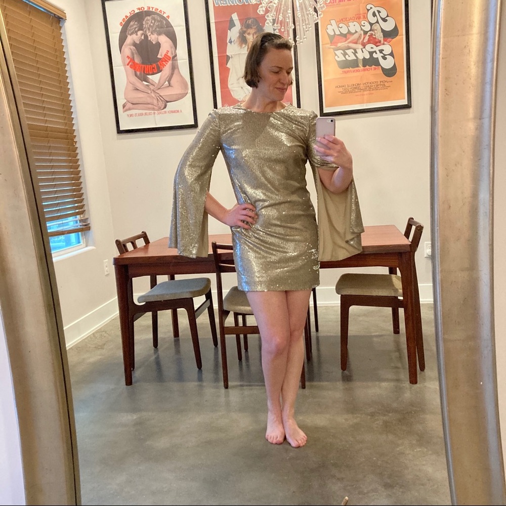 Dress the Population gold sequin Liza dress medium